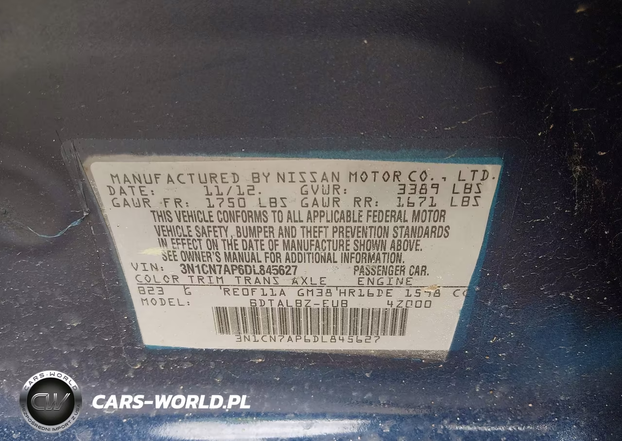 2013 Nissan Versa 1.6 Sv VIN:3N1CN7AP6DL845627 - 9