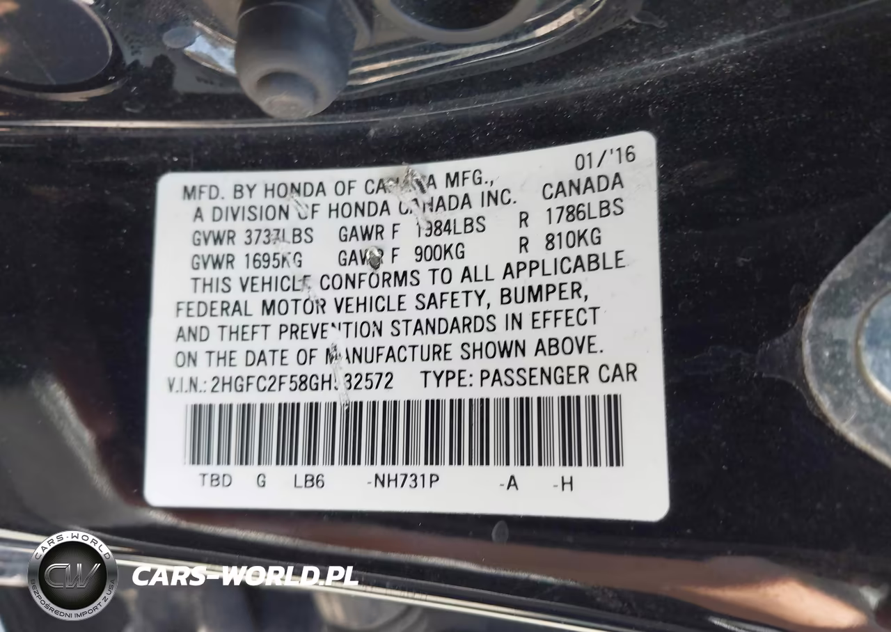 2016 Honda Civic Lx VIN:2HGFC2F58GH532572 - 9