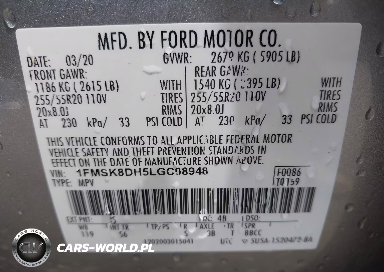 2020 Ford Explorer Xlt VIN:1FMSK8DH5LGC08948 - 9