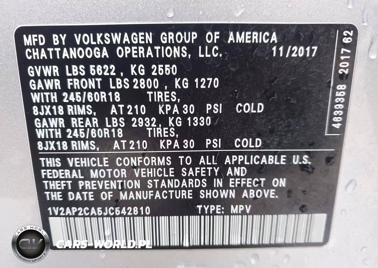 2018 Volkswagen Atlas 2.0T S VIN:1V2AP2CA5JC542810 - 9