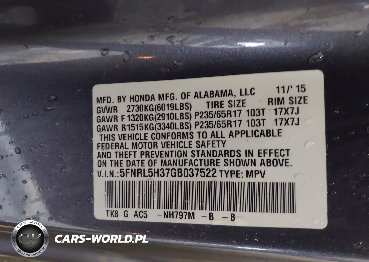 2016 Honda Odyssey Se VIN:5FNRL5H37GB037522 - 9