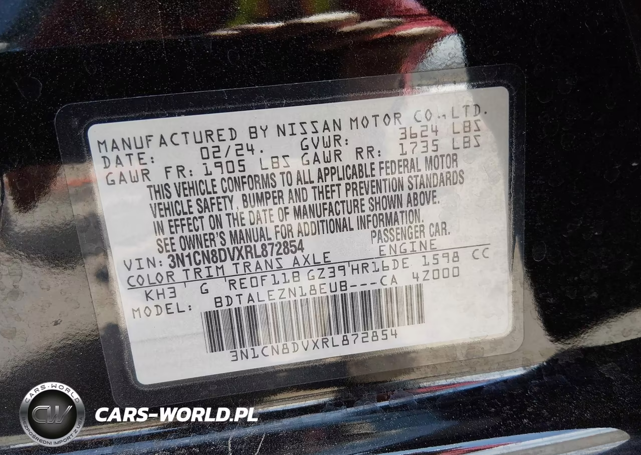 2024 Nissan Versa 1.6 S VIN:3N1CN8DVXRL872854 - 9