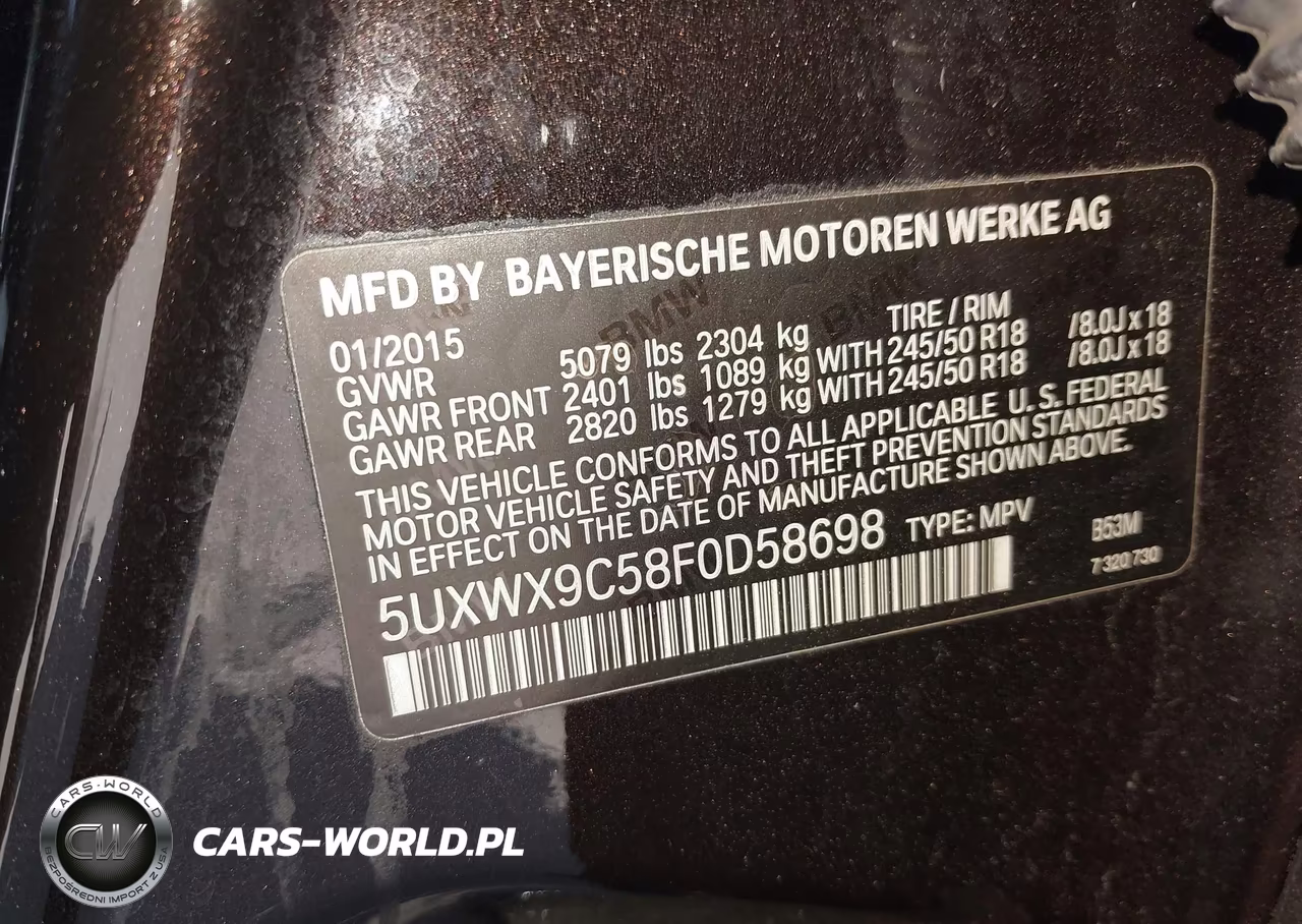 2015 BMW X3 xDrive28I VIN:5UXWX9C58F0D58698 - 9