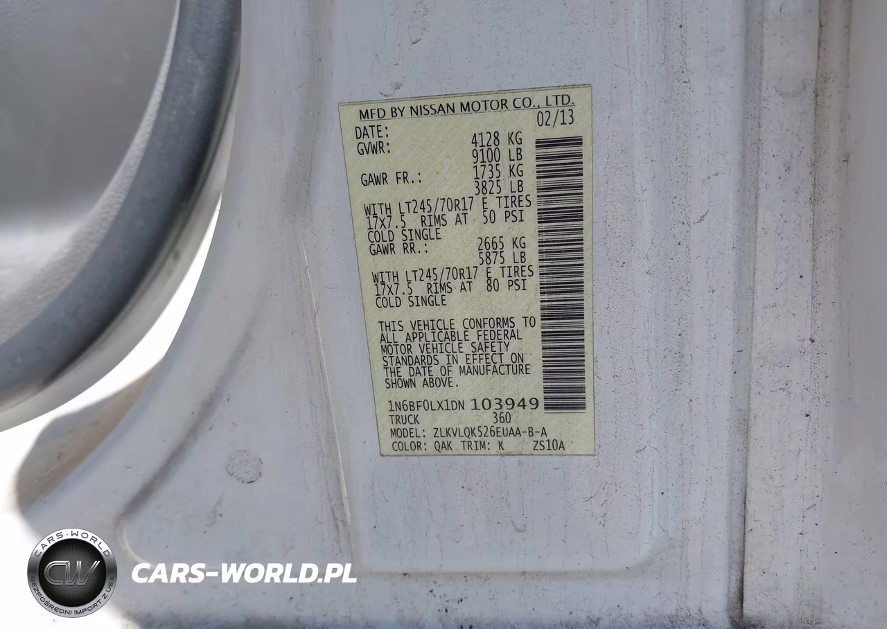 2013 Nissan Nv Cargo Nv2500 Hd S V6 VIN:1N6BF0LX1DN103949 - 9