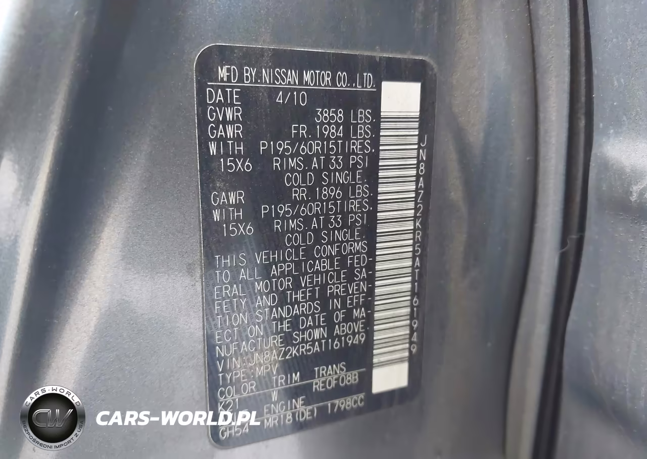 2010 Nissan Cube 1.8S VIN:JN8AZ2KR5AT161949 - 9