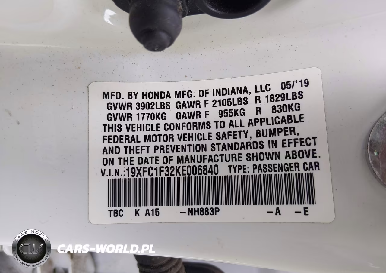 2019 Honda Civic Ex VIN:19XFC1F32KE006840 - 9