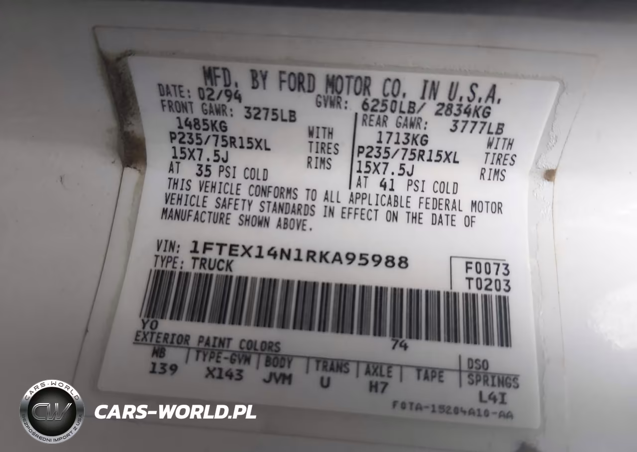1994 Ford F150 VIN:1FTEX14N1RKA95988 - 9