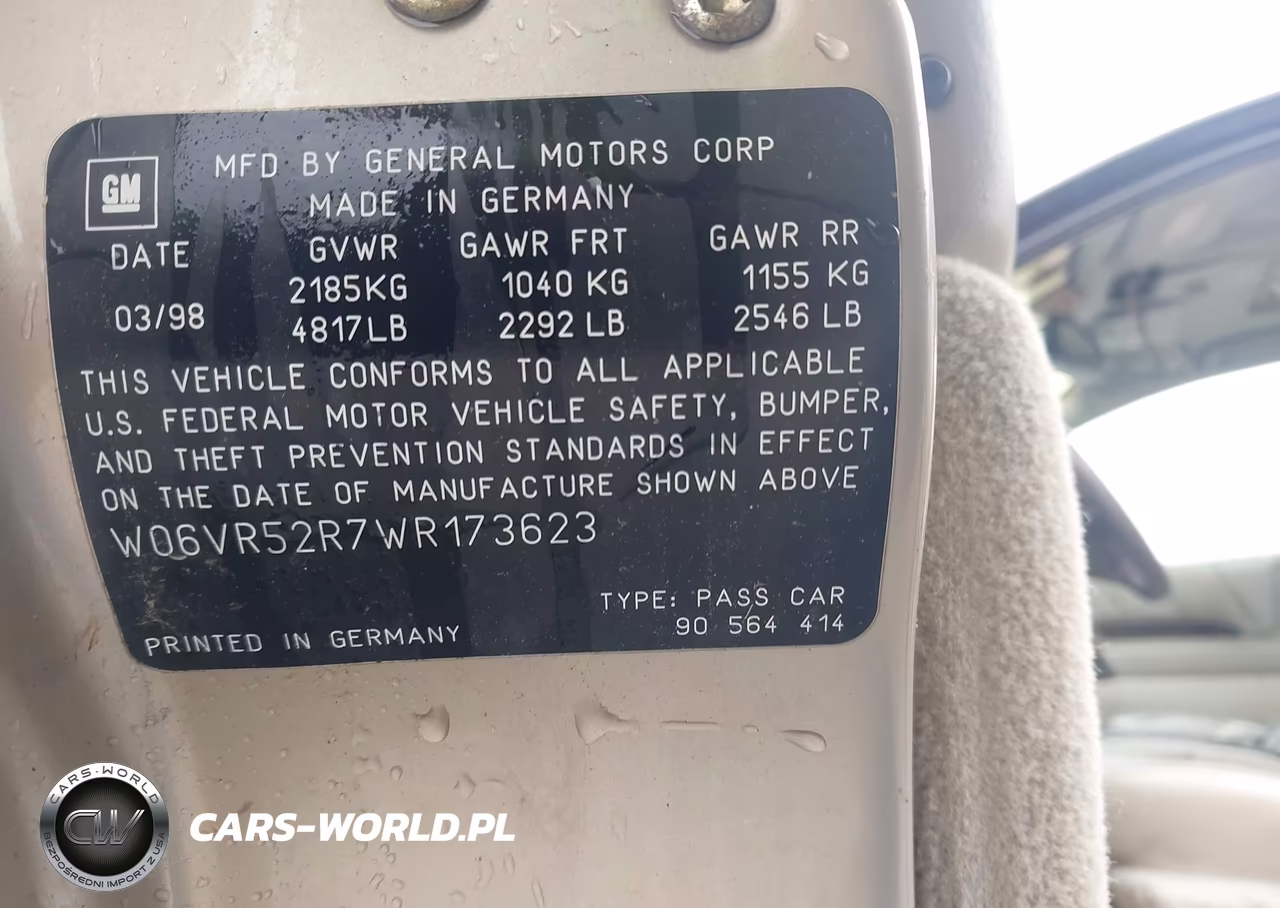 1998 Cadillac Catera Standard VIN:W06VR52R7WR173623 - 9