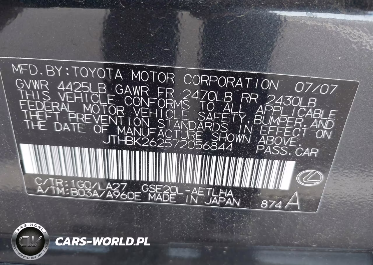 2007 Lexus Is 250 VIN:JTHBK262572056844 - 9