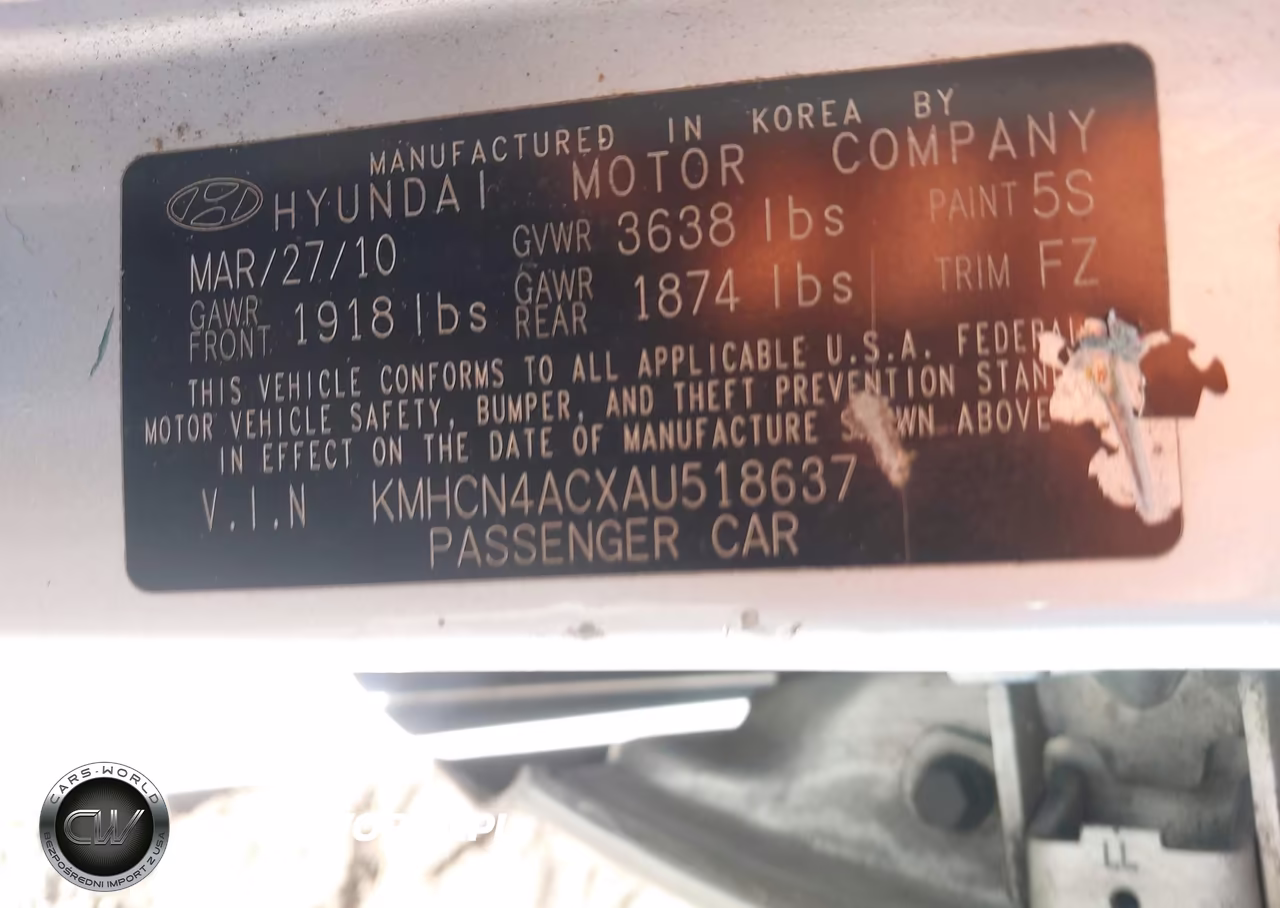 2010 Hyundai Accent Gls VIN:KMHCN4ACXAU518637 - 9