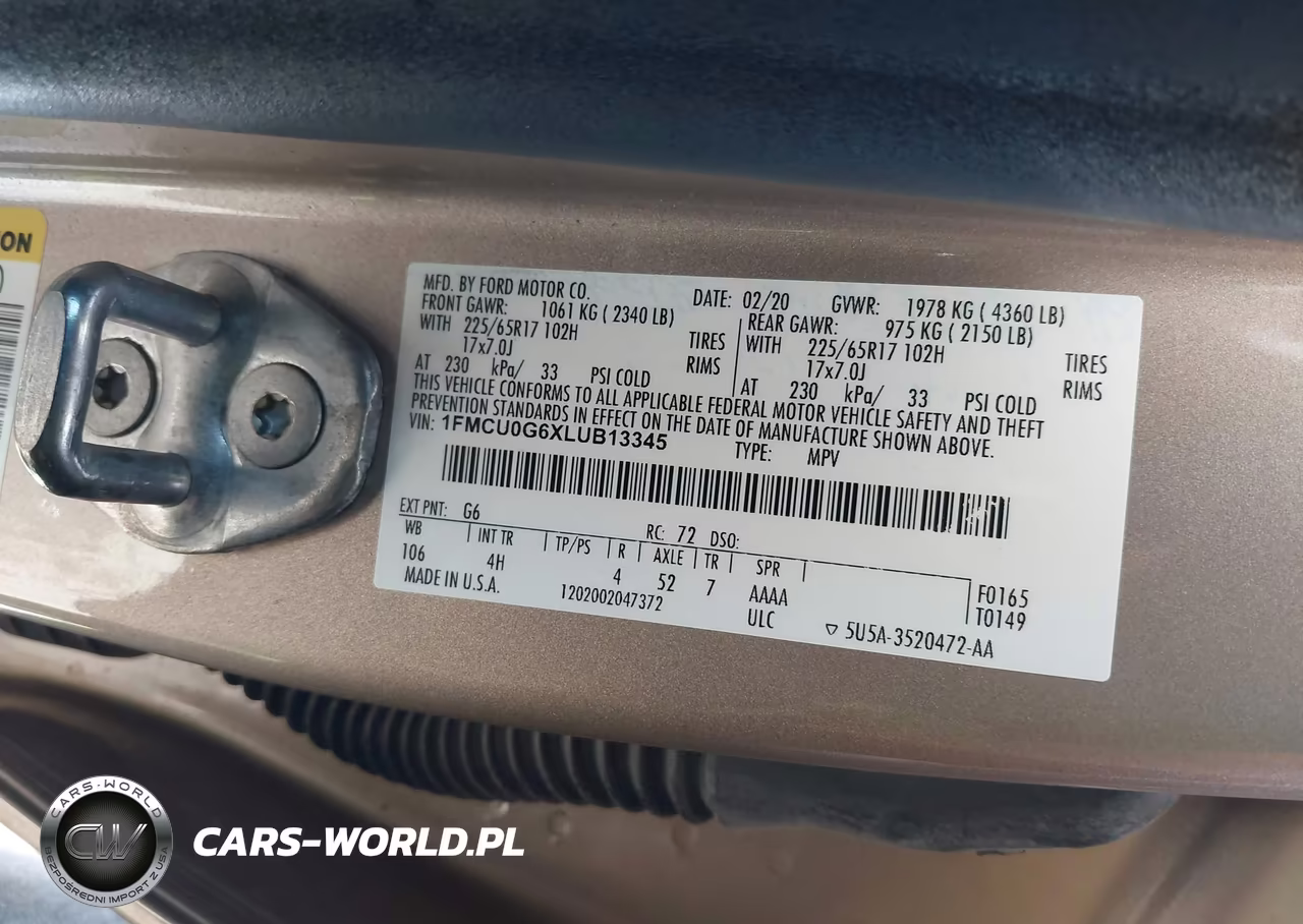 2020 Ford Escape Se VIN:1FMCU0G6XLUB13345 - 9
