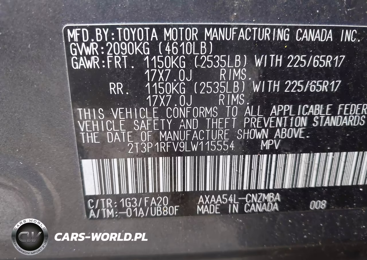 2020 Toyota Rav4 Xle VIN:2T3P1RFV9LW115554 - 9