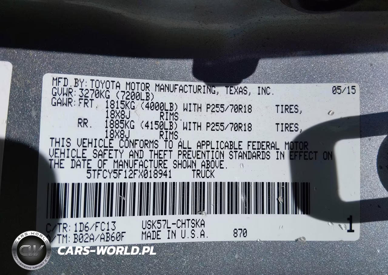 2015 Toyota Tundra Sr5 5.7L V8 VIN:5TFCY5F12FX018941 - 9