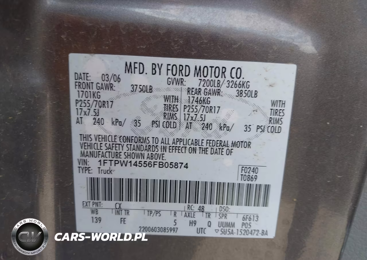 2006 Ford F-150 Fx4-Lariat-Xlt VIN:1FTPW14556FB05874 - 9
