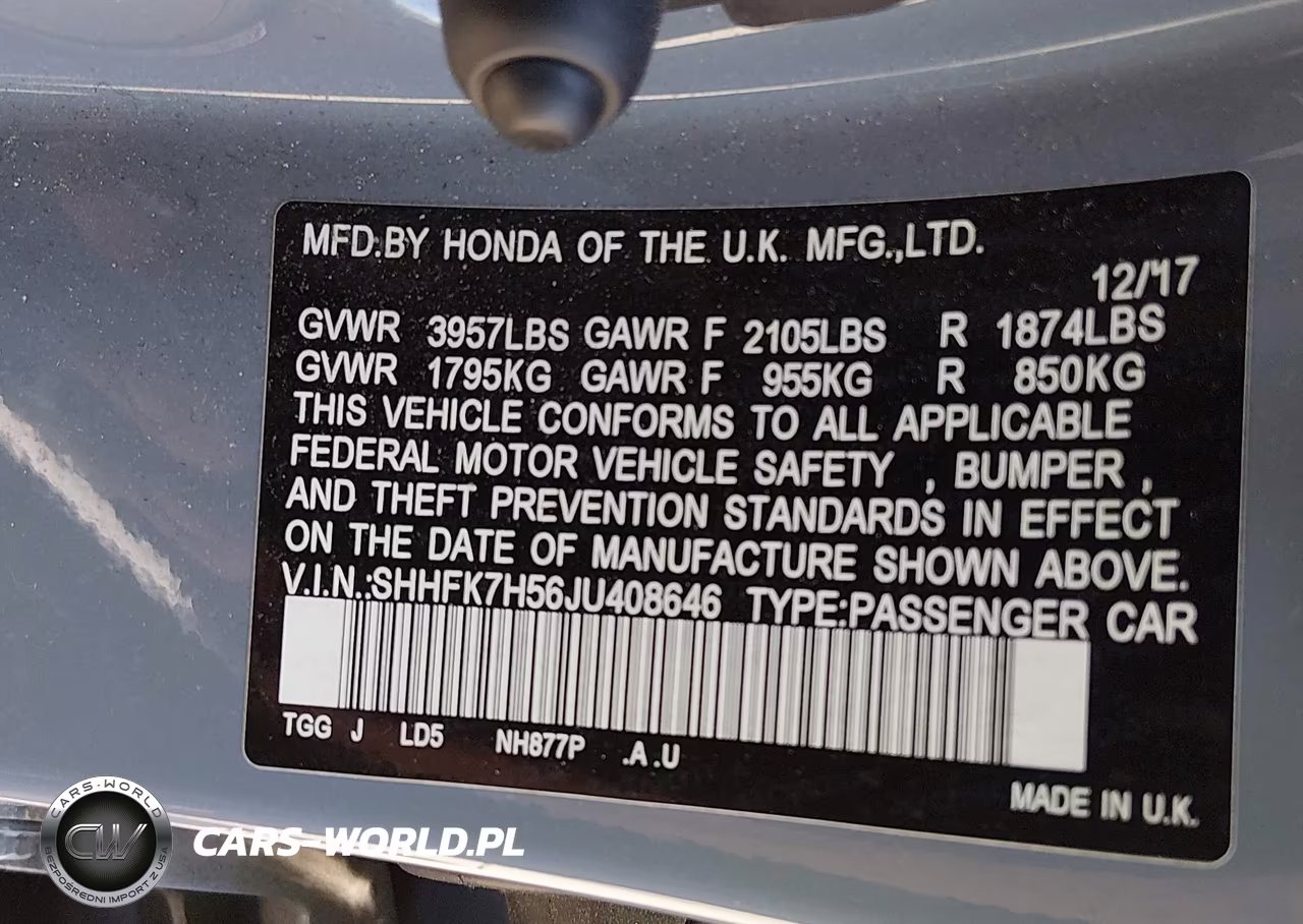 2018 Honda Civic Ex VIN:SHHFK7H56JU408646 - 9