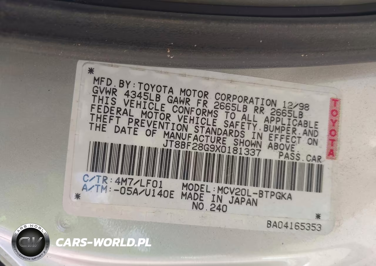 1999 Lexus Es 300 VIN:JT8BF28G9X0181337 - 9