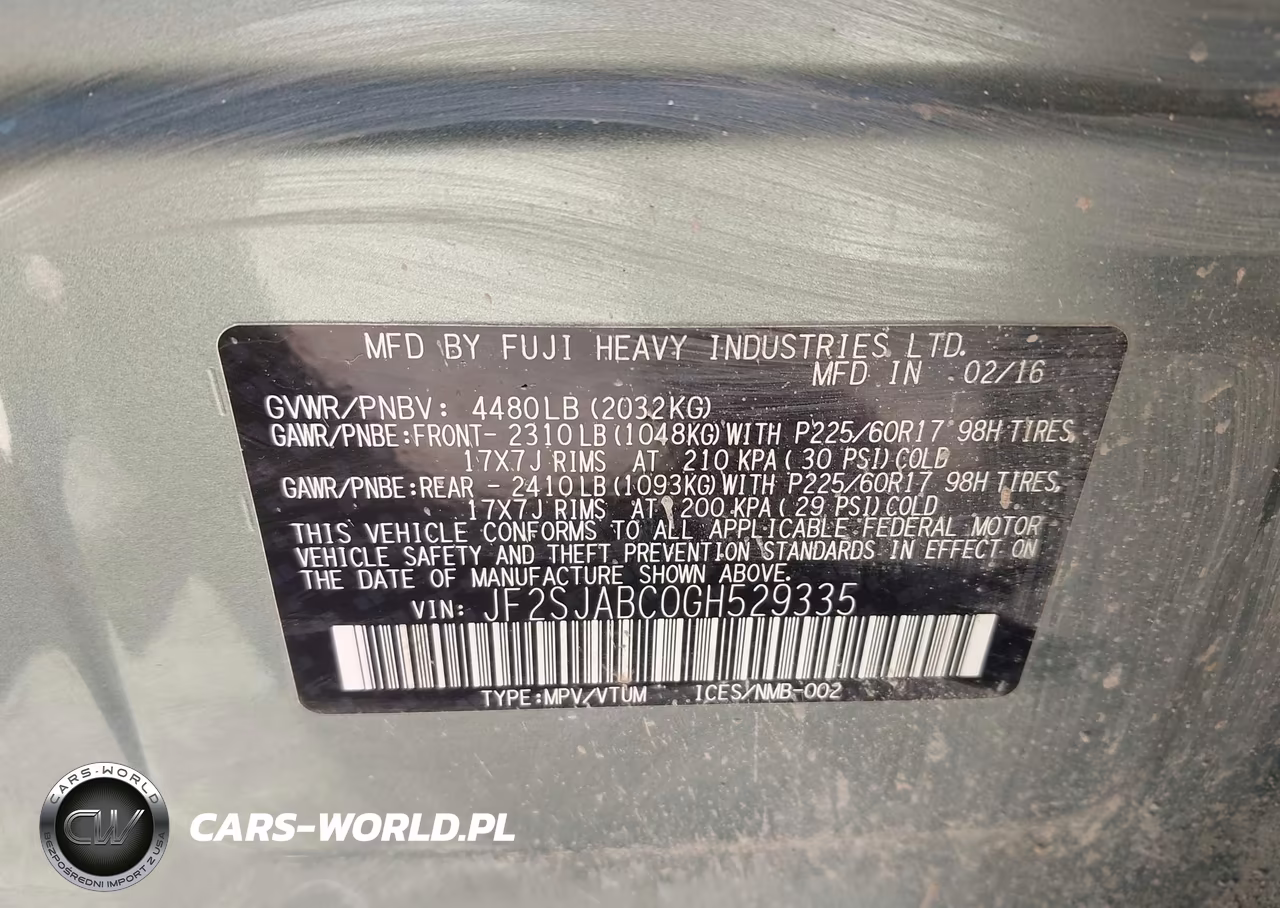 2016 Subaru Forester 2.5I VIN:JF2SJABC0GH529335 - 9