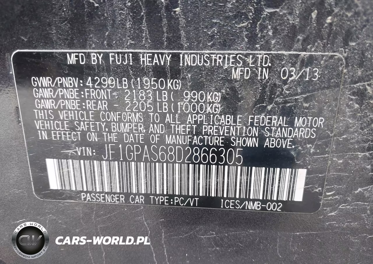 2013 Subaru Impreza 2.0I Sport Limited VIN:JF1GPAS68D2866305 - 9