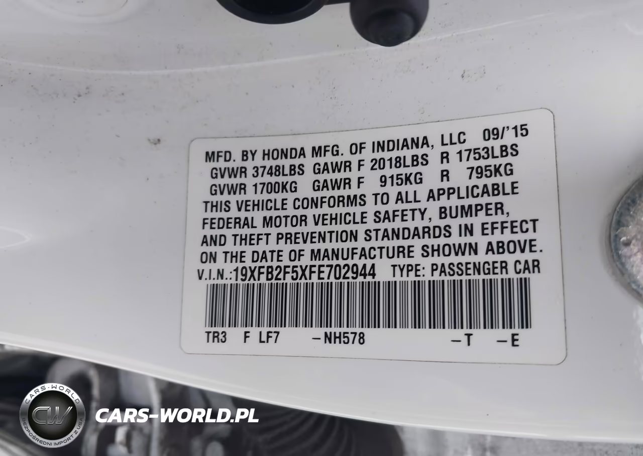 2015 Honda Civic Lx VIN:19XFB2F5XFE702944 - 9
