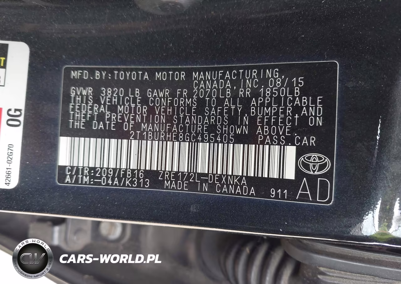 2016 Toyota Corolla Le VIN:2T1BURHE8GC495405 - 9