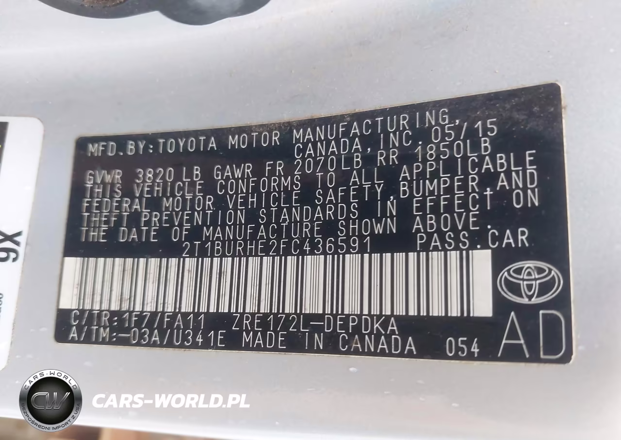 2015 Toyota Corolla L VIN:2T1BURHE2FC436591 - 9
