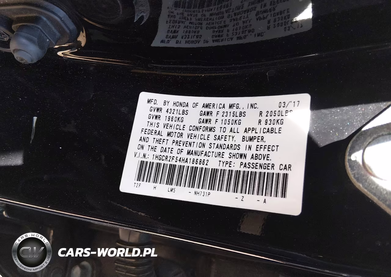 2017 Honda Accord Sport VIN:1HGCR2F54HA186862 - 9
