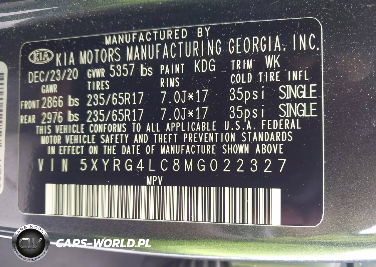 2021 Kia Sorento Lx VIN:5XYRG4LC8MG022327 - 9