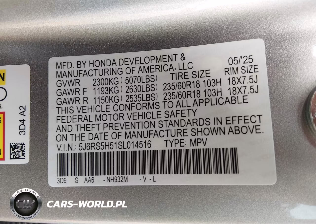 2025 Honda Cr-V Hybrid Sport VIN:5J6RS5H51SL014516 - 9