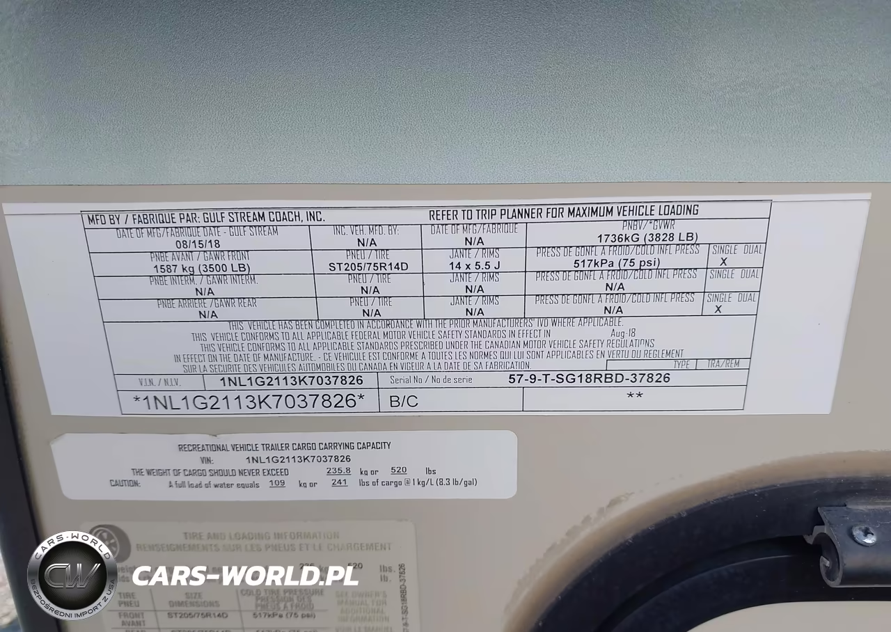 2019 Gulfstream Other VIN:1NL1G2113K7037826 - 9
