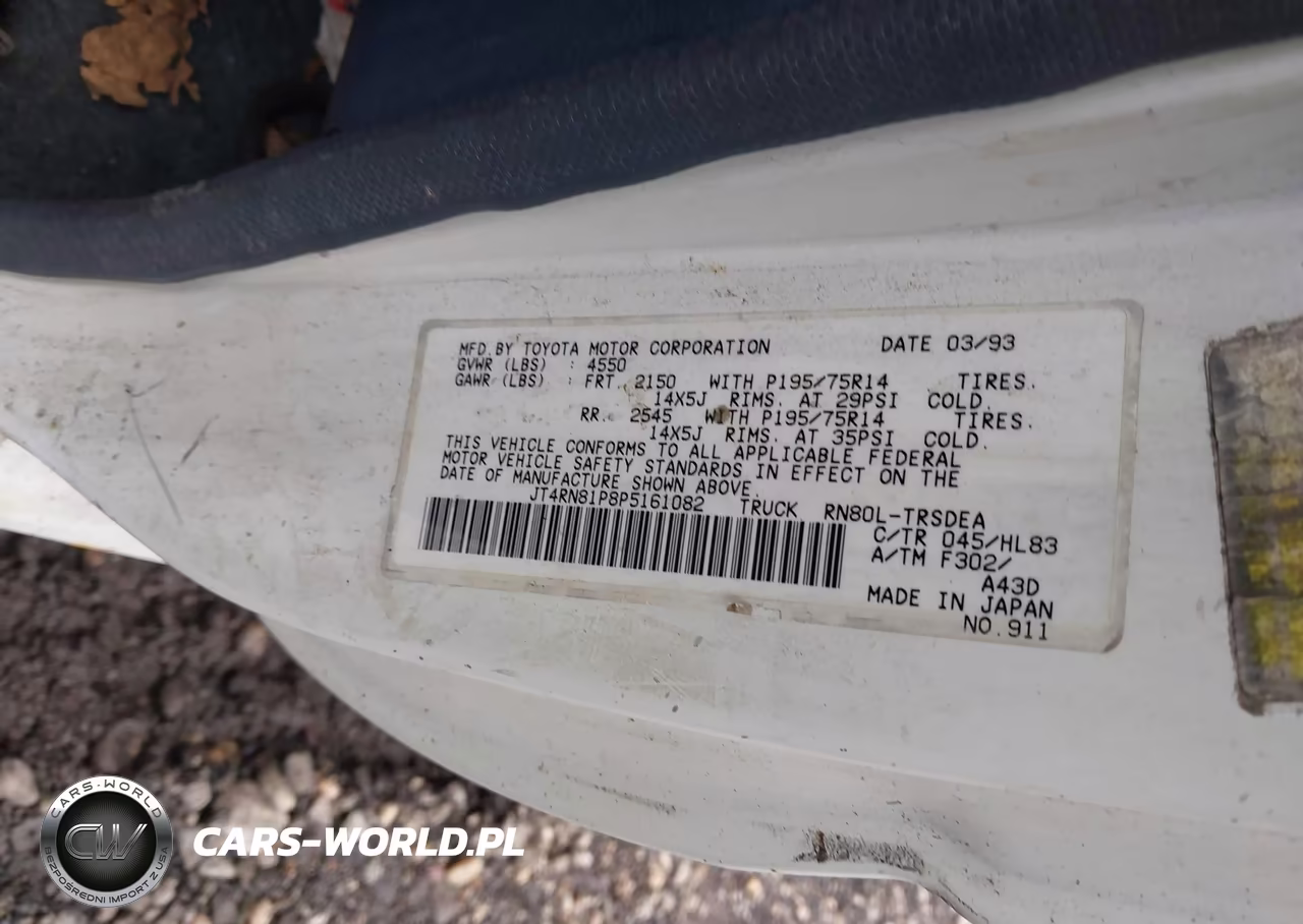 1993 Toyota Pickup 1-2 Ton Short Whlbse Dx VIN:JT4RN81P8P5161082 - 9