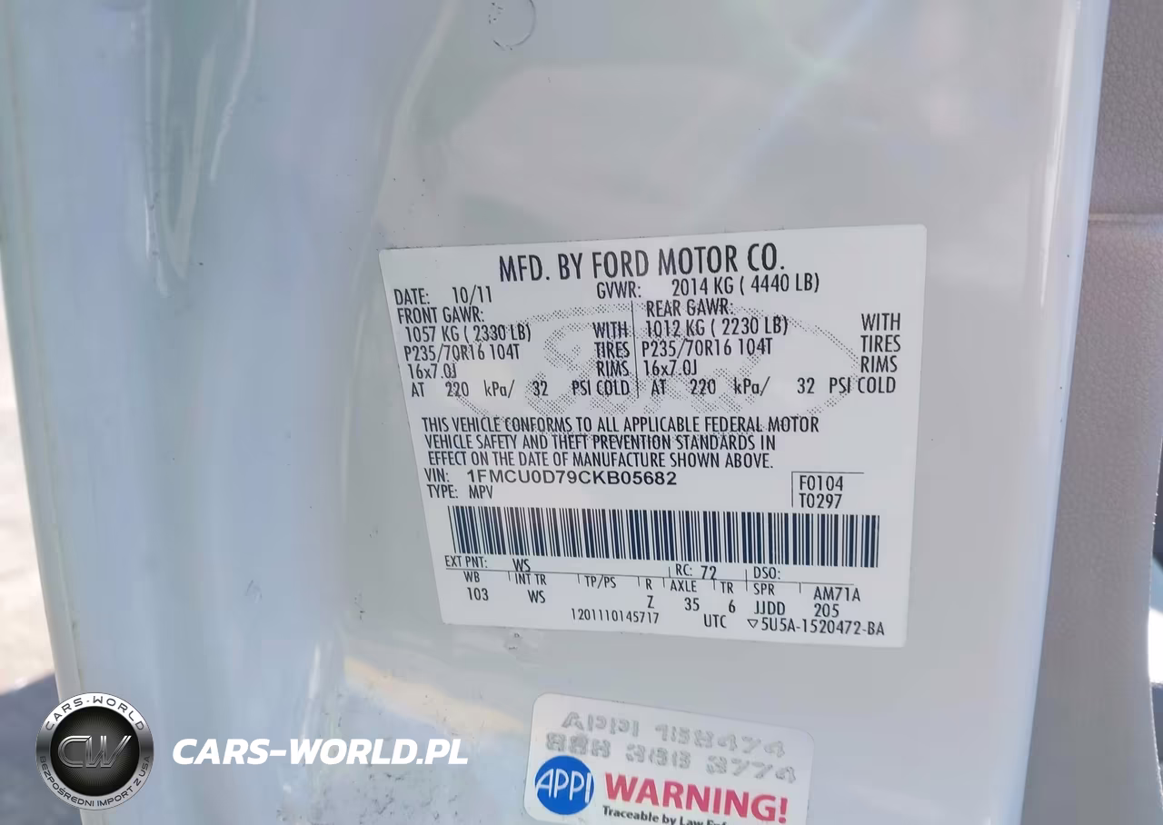 2012 Ford Escape Xlt VIN:1FMCU0D79CKB05682 - 9