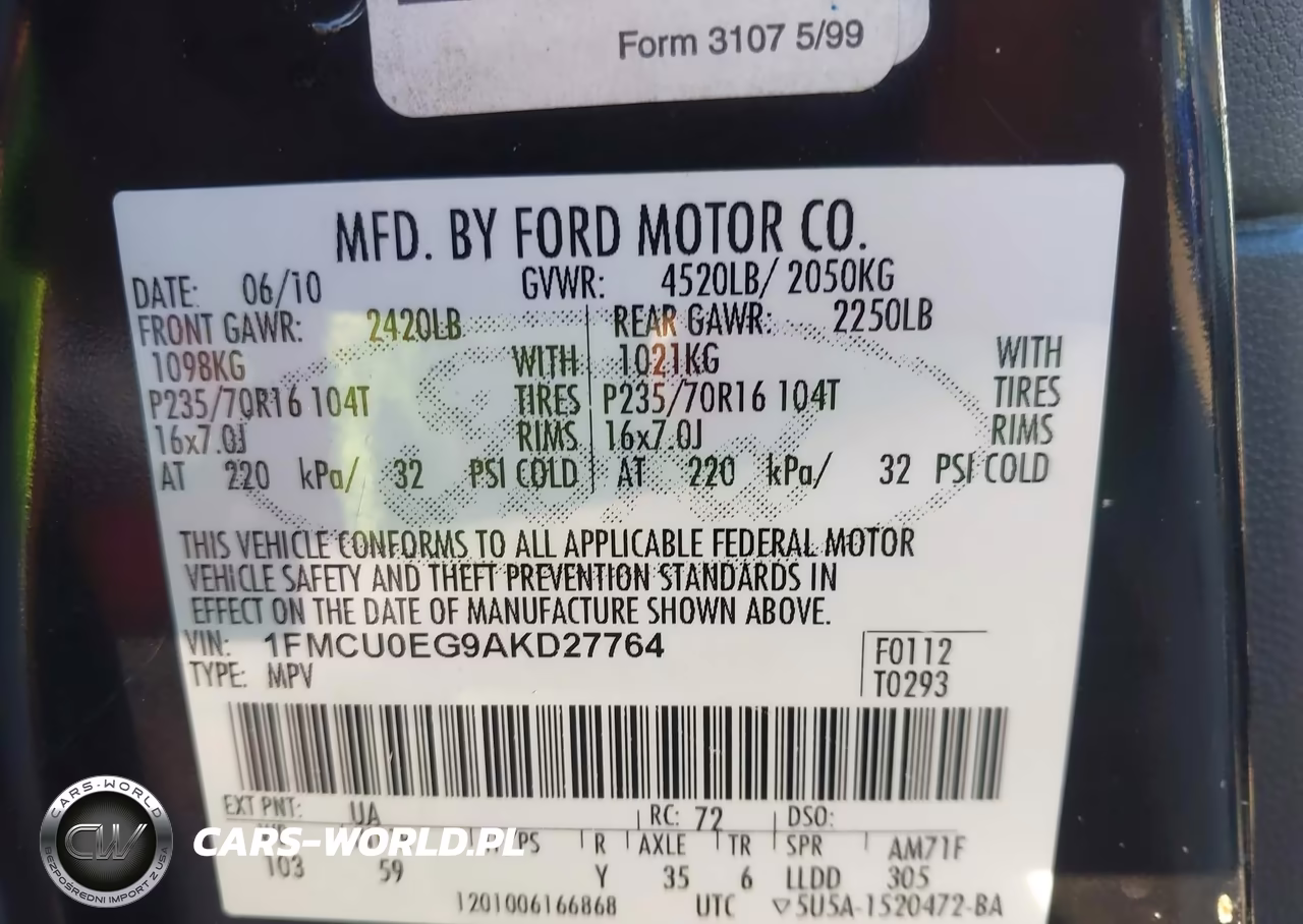 2010 Ford Escape Limited VIN:1FMCU0EG9AKD27764 - 9