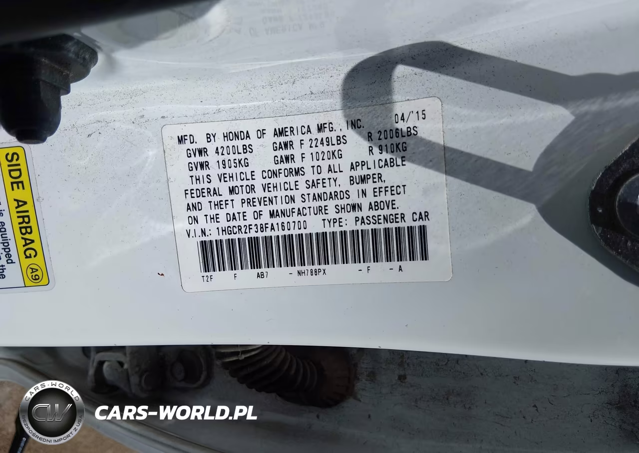 2015 Honda Accord Lx VIN:1HGCR2F38FA160700 - 9