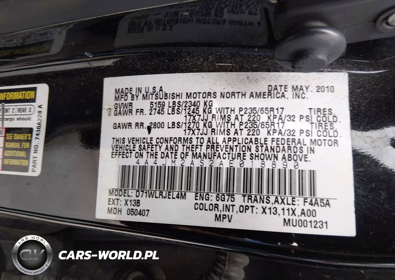 2010 Mitsubishi Endeavor Ls VIN:4A4JM2AS2AE018890 - 9