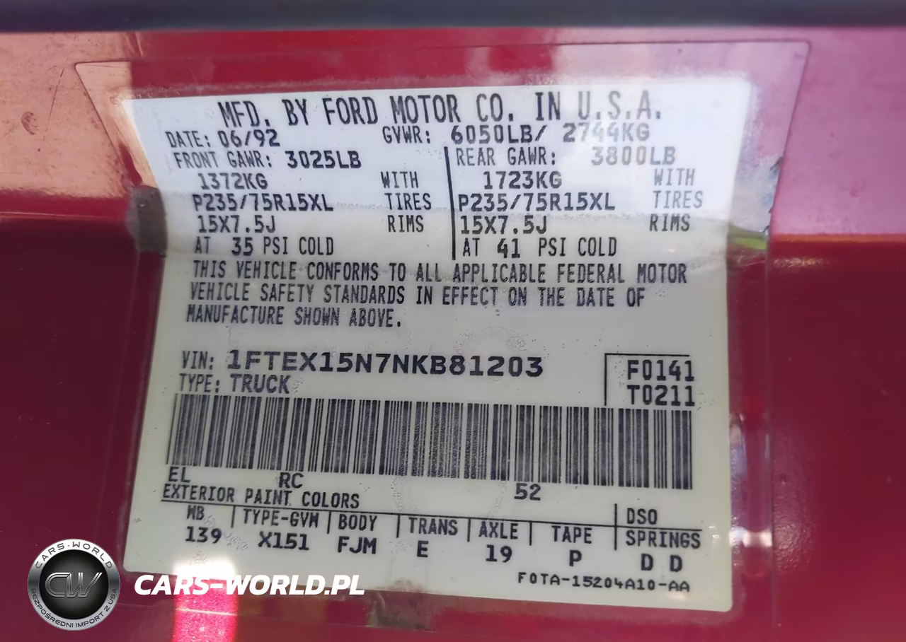 1992 Ford F150 VIN:1FTEX15N7NKB81203 - 9