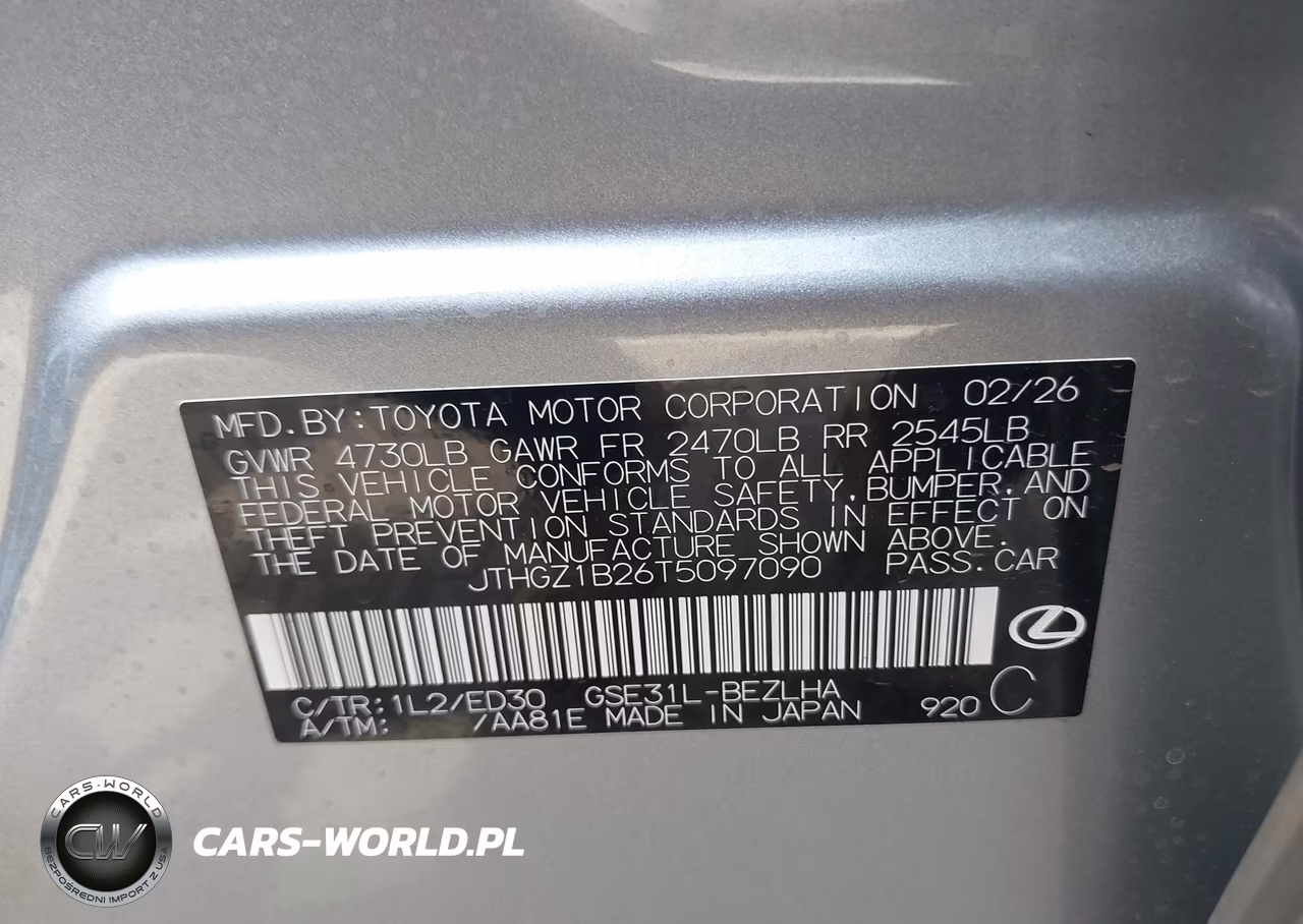 2026 Lexus Is 350 F Sport VIN:JTHGZ1B26T5097090 - 9