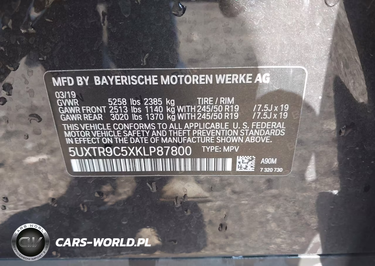 2019 BMW X3 xDrive30I VIN:5UXTR9C5XKLP87800 - 9