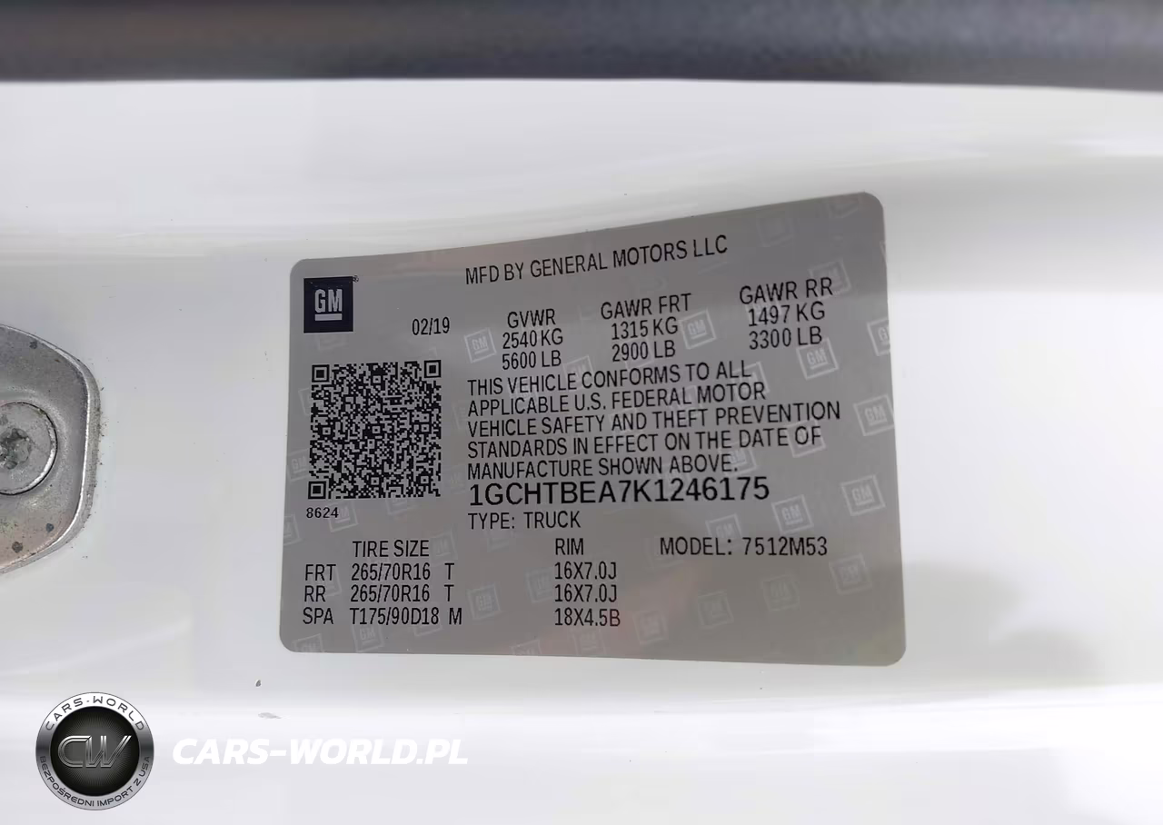 2019 Chevrolet Colorado Wt VIN:1GCHTBEA7K1246175 - 9