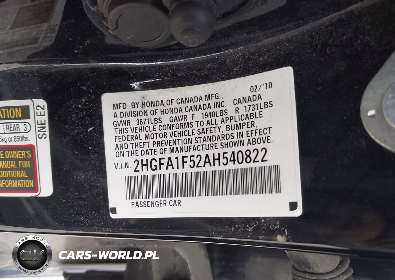 2010 Honda Civic Lx VIN:2HGFA1F52AH540822 - 9
