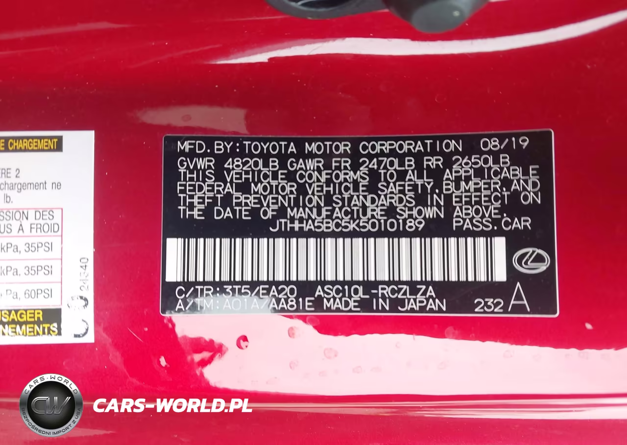 2019 Lexus Rc 300 VIN:JTHHA5BC5K5010189 - 9