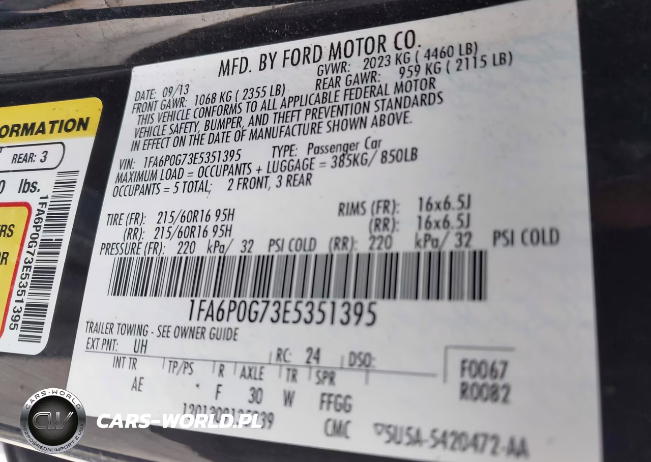 2014 Ford Fusion S VIN:1FA6P0G73E5351395 - 9