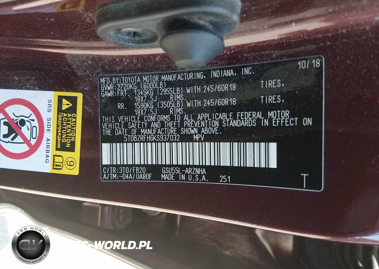 2019 Toyota Highlander Le VIN:5TDBZRFH6KS937032 - 9