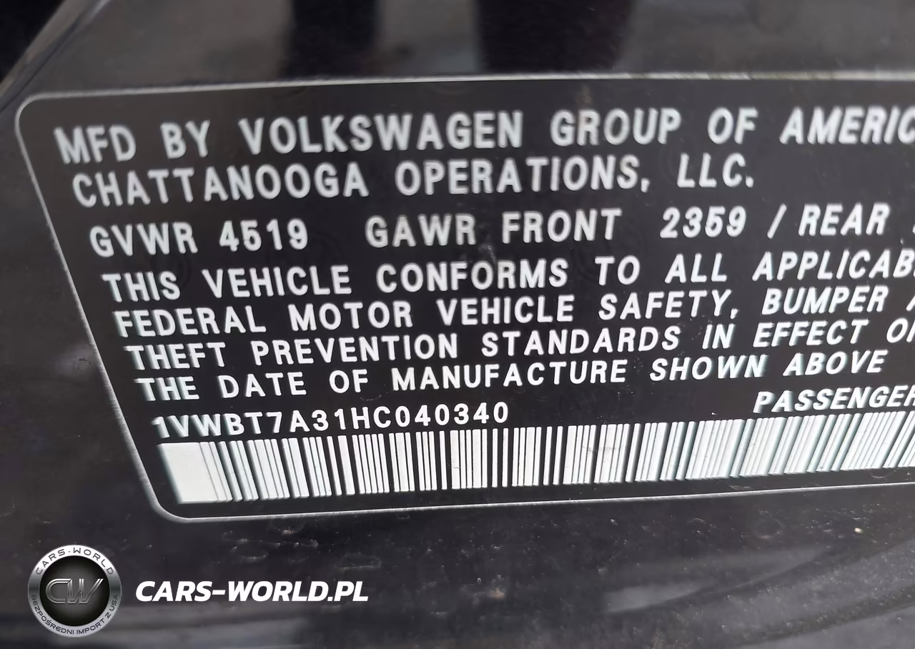 2017 Volkswagen Passat 1.8T Se VIN:1VWBT7A31HC040340 - 9