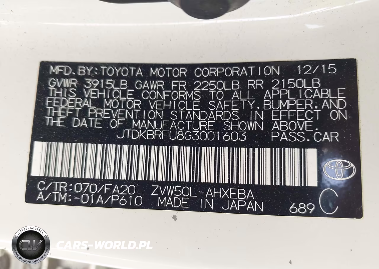 2016 Toyota Prius Two VIN:JTDKBRFU8G3001603 - 9