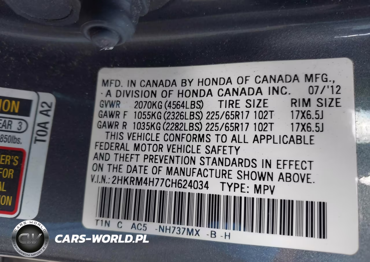 2012 Honda Cr-V Ex-L VIN:2HKRM4H77CH624034 - 9