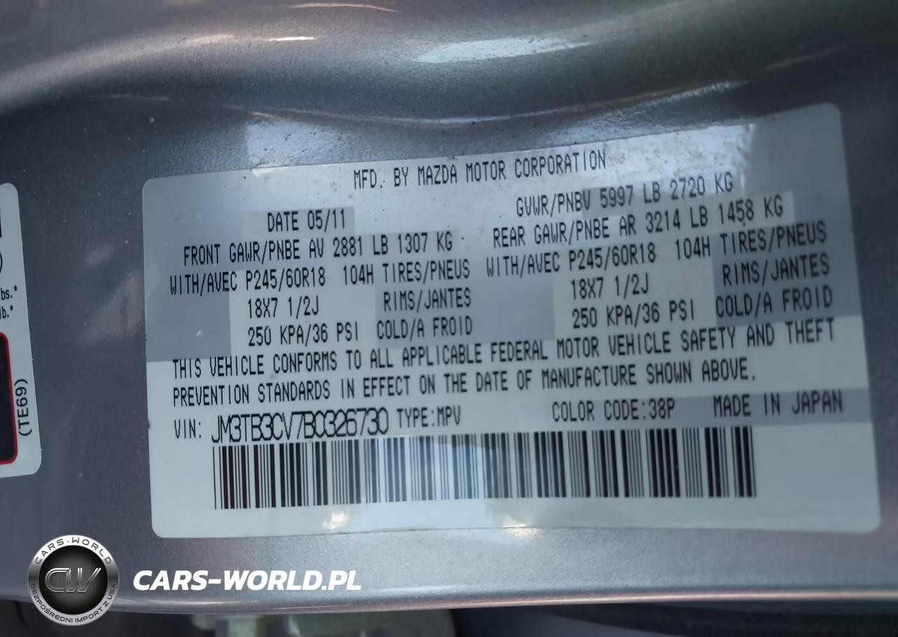 2011 Mazda Cx-9 Touring VIN:JM3TB3CV7B0326730 - 9