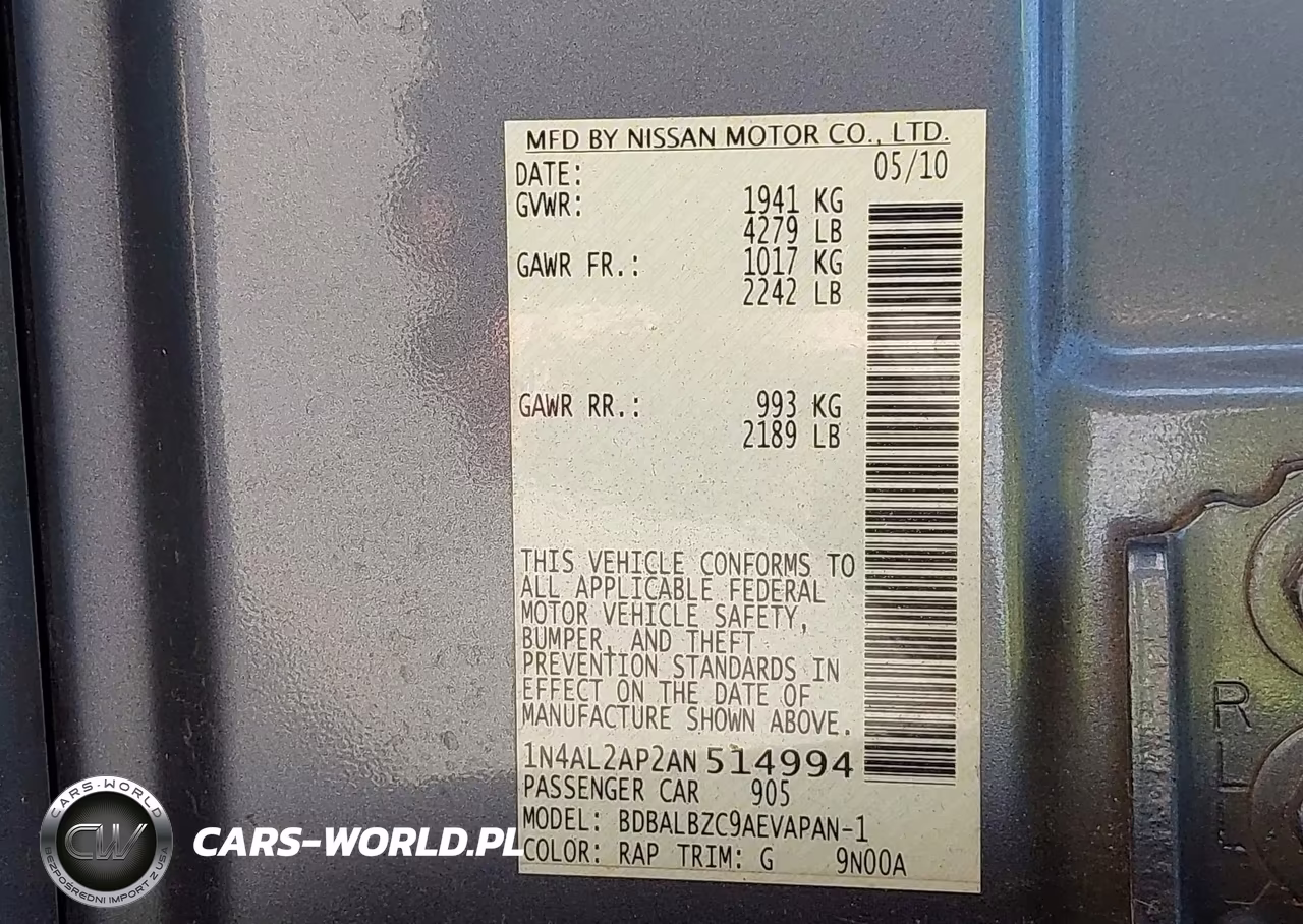 2010 Nissan Altima 2.5 S VIN:1N4AL2AP2AN514994 - 9