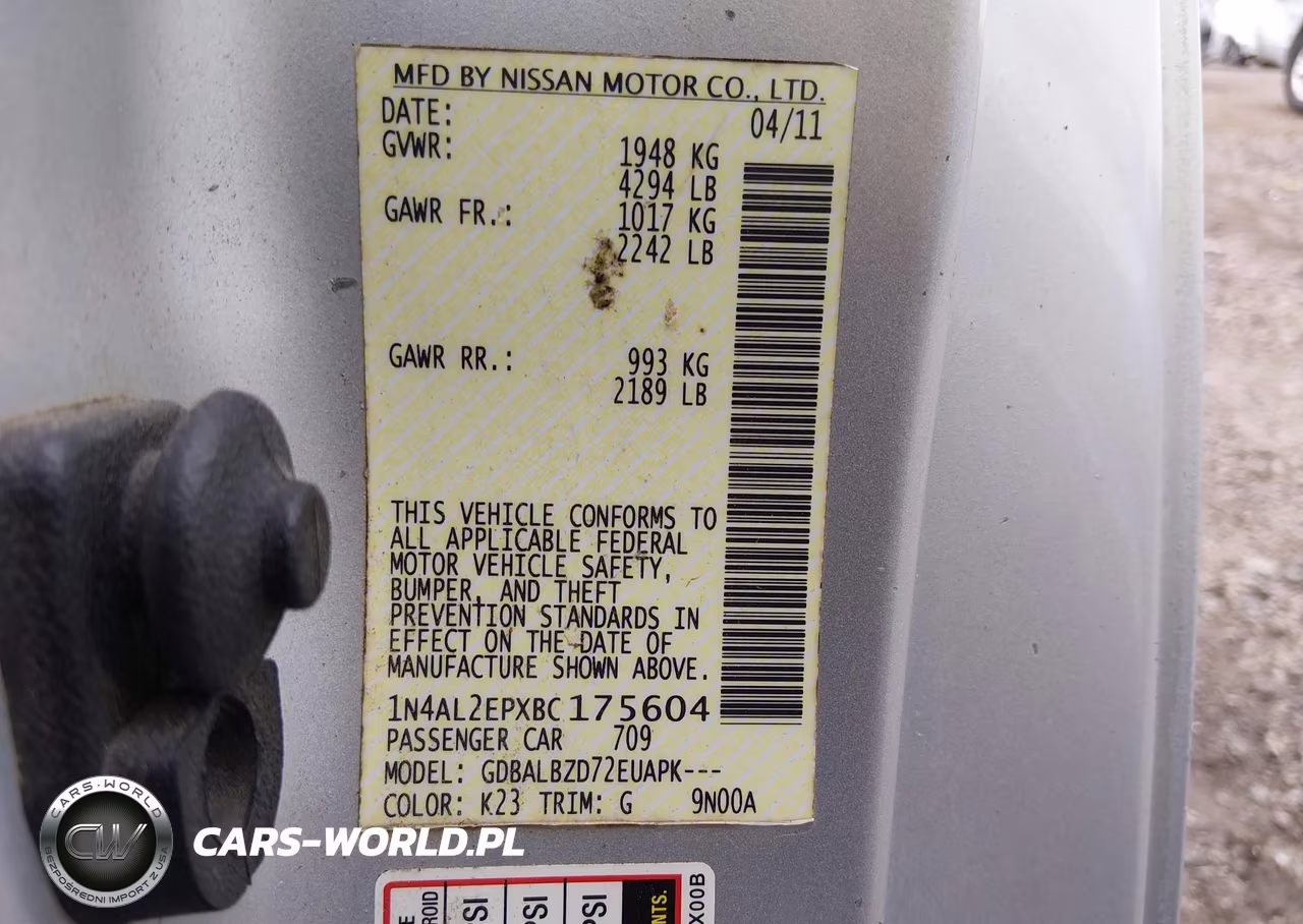 2011 Nissan Altima 2.5 S VIN:1N4AL2EPXBC175604 - 9