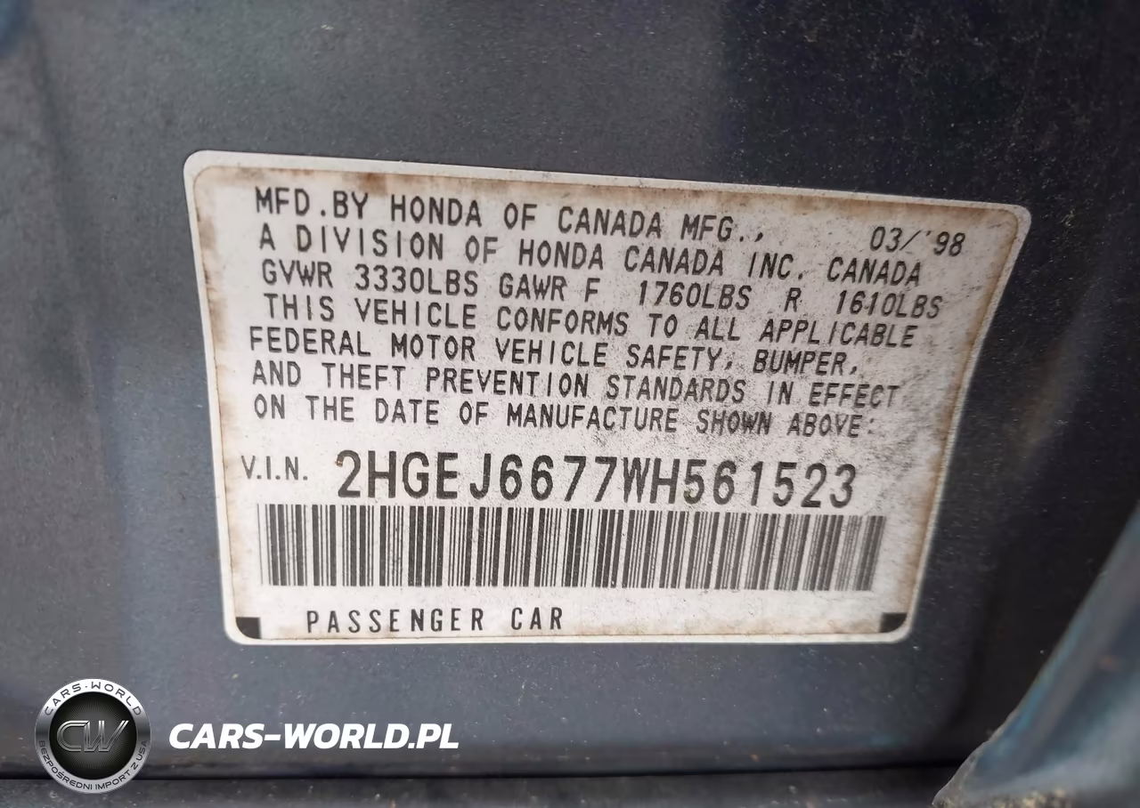 1998 Honda Civic Lx VIN:2HGEJ6677WH561523 - 9