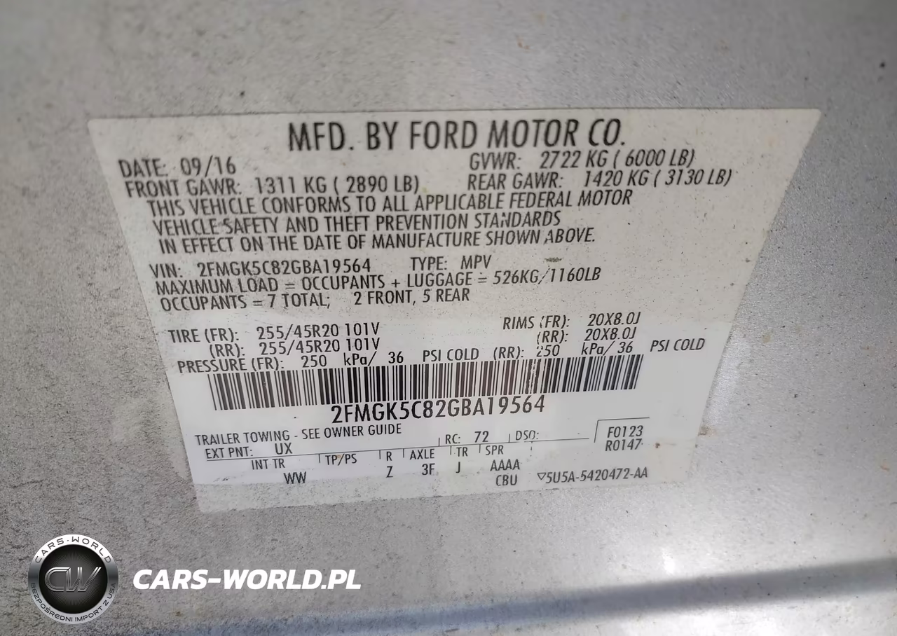 2016 Ford Flex Sel VIN:2FMGK5C82GBA19564 - 9